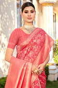 Peach Cotton Saree With Blouse Piece