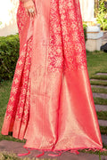 Peach Cotton Saree With Blouse Piece