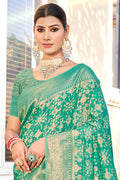 Green Cotton Saree With Blouse Piece