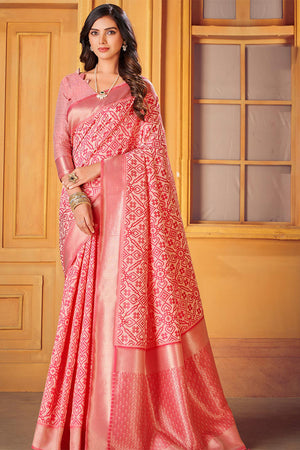 Thulian Pink Cotton Saree