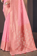Flamingo Pink Cotton Saree