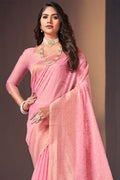 Flamingo Pink Cotton Saree