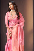 Flamingo Pink Cotton Saree