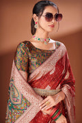 Crimson Red Cotton Saree