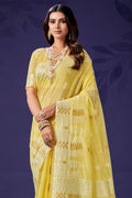 Lemon Yellow Cotton Saree