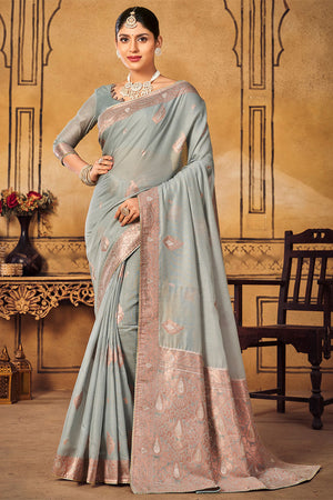 Coin Grey Cotton Saree