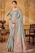 Coin Grey Cotton Saree