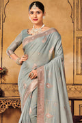 Coin Grey Cotton Saree