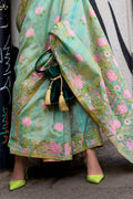 Green Banarasi Silk Saree With Blouse Piece