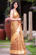 Beige Chanderi Cotton Saree