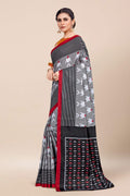 Womens Digital Print Viscose Grey Saree With Blouse Piece