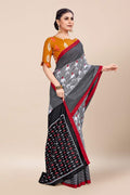 Womens Digital Print Viscose Grey Saree With Blouse Piece