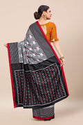 Womens Digital Print Viscose Grey Saree With Blouse Piece