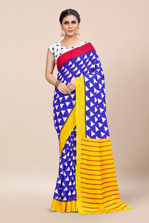 Womens Cotton Pink Saree With Blouse Piece