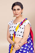 Womens Cotton Pink Saree With Blouse Piece