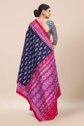 Womens Digital Print Viscose Black Saree With Blouse Piece