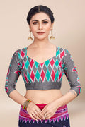 Womens Digital Print Viscose Black Saree With Blouse Piece