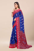 Womens Cotton Blue Saree With Blouse Piece