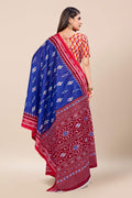 Womens Cotton Blue Saree With Blouse Piece
