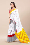 Womens Cotton Multicolor Saree With Blouse Piece