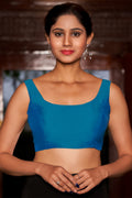 Womens Blue Silk Blouse