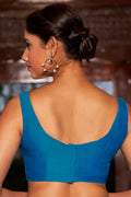 Womens Blue Silk Blouse