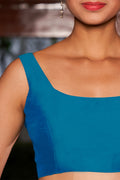 Womens Blue Silk Blouse