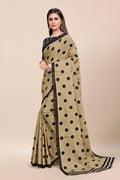 Womens Cotton Beige Saree With Blouse Piece