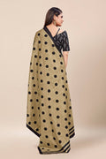 Womens Cotton Beige Saree With Blouse Piece
