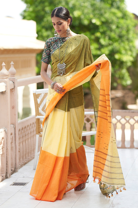 Multicolor Mulmul Cotton Saree