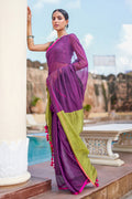 Dark Purple Mulmul Cotton Saree