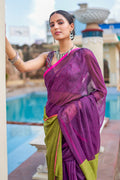 Dark Purple Mulmul Cotton Saree