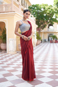 Brick Red Mulmul Cotton Saree