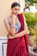 Brick Red Mulmul Cotton Saree