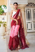 Brick Red And Pink Mulmul Cotton Saree