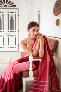 Brick Red And Pink Mulmul Cotton Saree