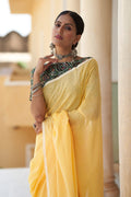 Pineapple Yellow Mulmul Cotton Saree