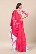 Womens Digital Print Viscose Pink Saree With Blouse Piece