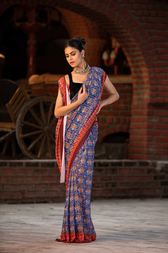 Sapphire Blue Patola Saree