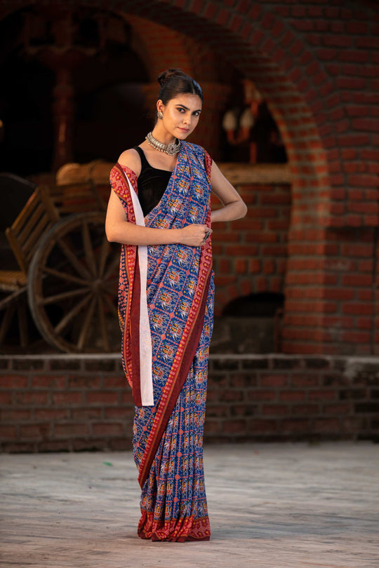 Sapphire Blue Patola Saree