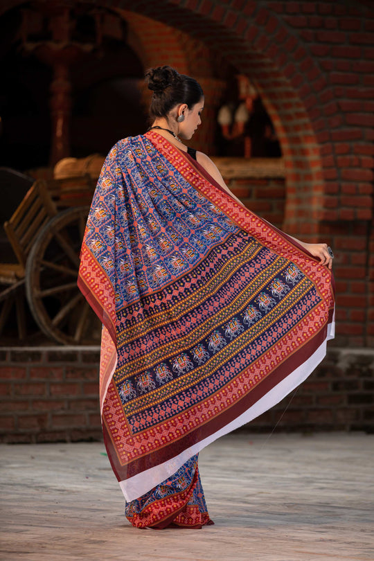 Sapphire Blue Patola Saree