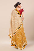 Womens Digital Print Viscose Yellow Saree With Blouse Piece