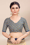 Womens Digital Print Viscose Beige Saree With Blouse Piece