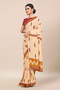Womens Digital Print Viscose White Saree With Blouse Piece