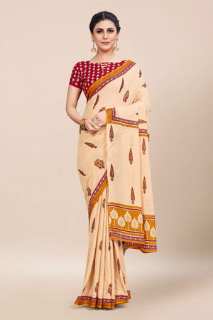 Womens Digital Print Viscose White Saree With Blouse Piece