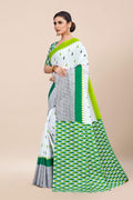Womens Cotton White Saree With Blouse Piece