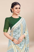 Womens Cotton White Saree With Blouse Piece