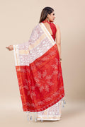 Womens Cotton White Saree With Blouse Piece