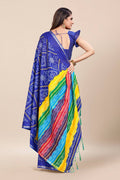 Womens Cotton Blue Saree With Blouse Piece