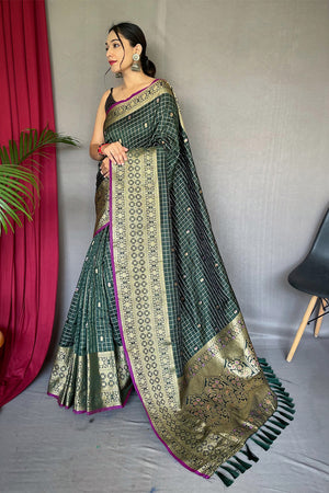 Forest Green Silk Saree